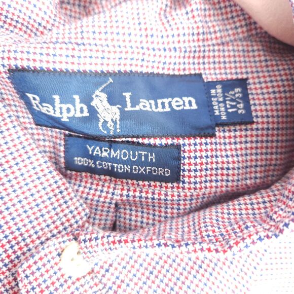 VTG Ralph Lauren Men 17.5 34/35 Red Long Sleeve Yarmouth Oxford Dress Shirt - Picture 4 of 7